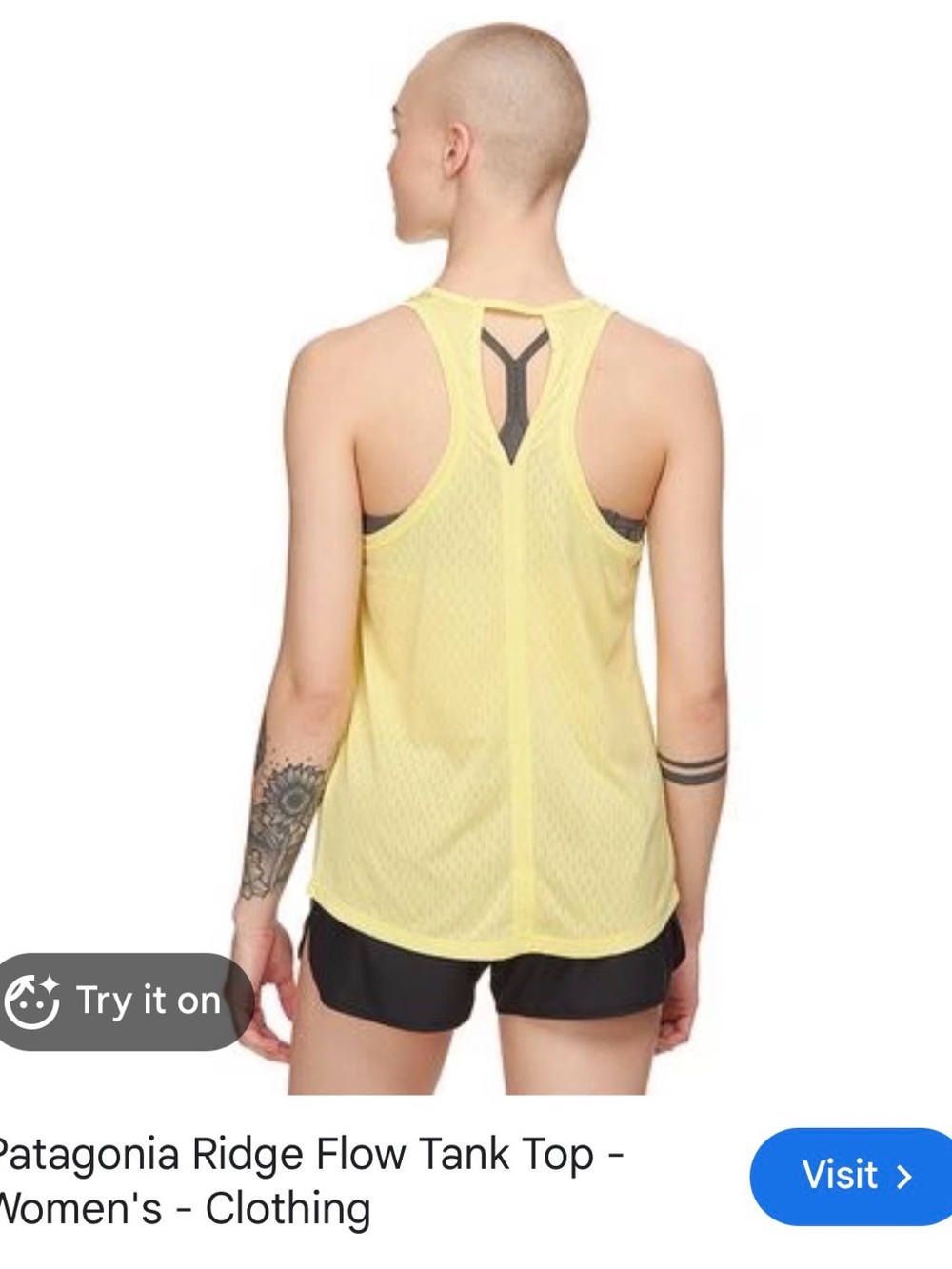 Patagonia ridge Flow Yellow Mesh Racerback Tank
